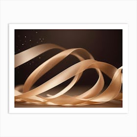 Abstract Image Of A Golden Ribbon In A Swirling, Dynamic Form Against A Dark Background With Sparkling Particles 1 Art Print