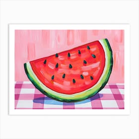 Watermelon Pink Checkerboard 3 Art Print