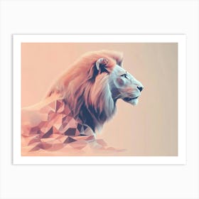 Lion Panthera Animal Abstract Art In Pastel Colors Art Print