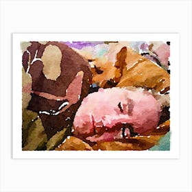 Watercolor Of A Sleeping Dog Art Print