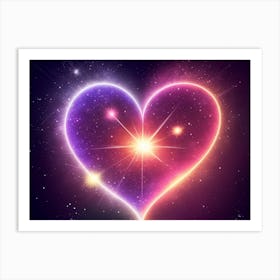 A Colorful Glowing Heart On A Dark Background Horizontal Composition 77 Art Print