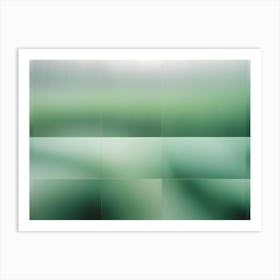 A Blurred And Abstract Image Of Green Tones, Divided Into Squares, Creating A Sense Of Depth And Movement Art Print