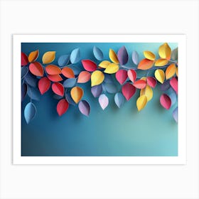 Elegant Colorful with Vibrant Flower Hanging Branches Illustration Background 2 Art Print