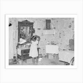 Southeast Missouri Farms, Sharecropper S Child Combing Hair In Bedroom Of Shack Home Near La Forg Art Print