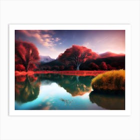 Pond In Autumn Art Print