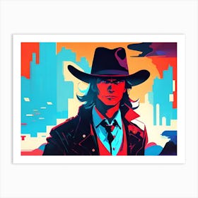 Cowboy In Hat Art Print