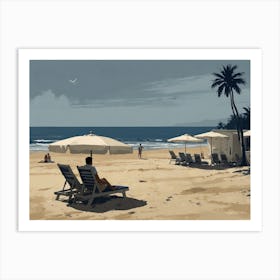 Beach Chairs And Umbrellas hamptons Art Print