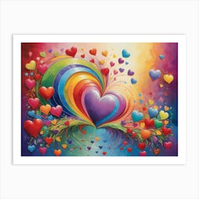 Rainbow Hearts 6 Art Print