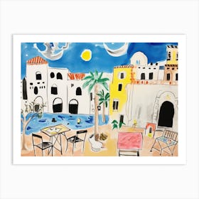 Bari Italy Cute Watercolour Illustration 2 Art Print