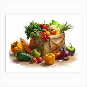 Fresh Vegetables In A Paper Bag 1 Art Print