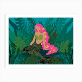 Melanin Mermaid Pink Art Print