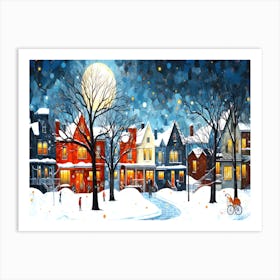 Winter Night - Snowy Night In The City Art Print
