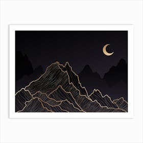 Moon And Mountains 1 Art Print