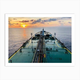 Sunset On A Ship Art Print