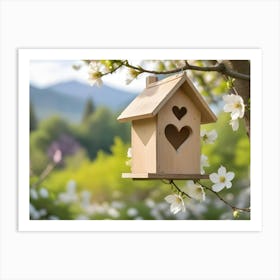 Birdhouse With A Heart Shape On The Apple Tree In Spring 1 Art Print