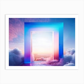 Geometric Portal Opening Into A Swirl Of Abstract Dreamy Sky Portal Edges Sharp And Defined Against (2) Art Print