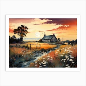 Sunset On The Lonely Farm Art Print