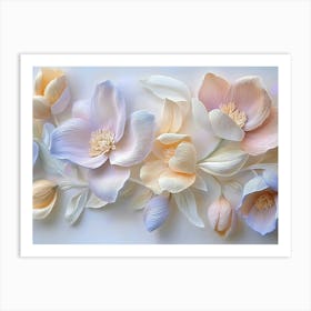 3d Floral Delicate Beauty Of Blooming Freesias Art Print