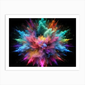 Multicolored Powder Explosion On Black Background Art Print