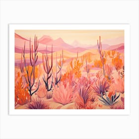 Landscape Desert And Cactus Painting 4 Art Print