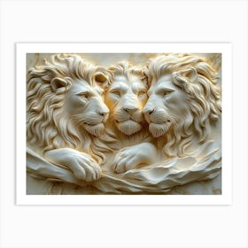 A Captivating 3d Art Featuring Stunning Lions Art Print