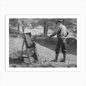 Prospector Throwing A Shovel Of Gold Bearing Dirt Into The Papago, Pinos Altos, New Mexico By Russell Lee Art Print