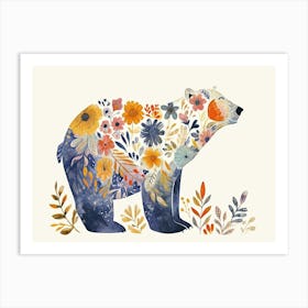 Little Floral Polar Bear 1 Art Print