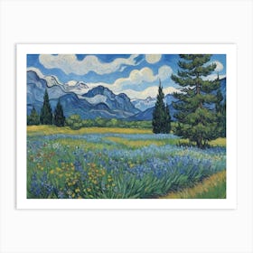 Whispers of the Wilderness Field Of Blue Flowers Art Print