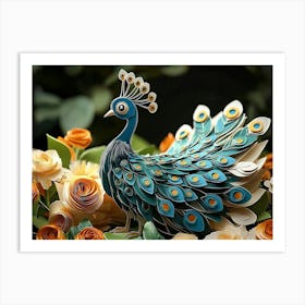 3d Carton Peacock Art Print