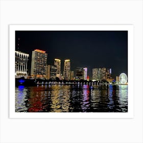 Miami Bay At Night (Miami at Night Series) Art Print
