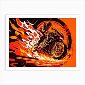 Fire Motorbike Art Print