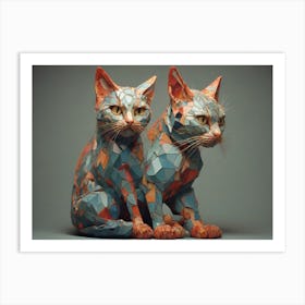 Polygonal Cats Art Print