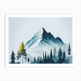 Mountain And Forest In Minimalist Watercolor Horizontal Composition 269 Art Print