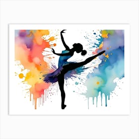 Ballerina silhouette ballet dance - Watercolor painting #5 Art Print