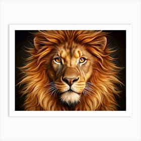 Close Up Portrait Of A Lion With A Golden Mane Art Print