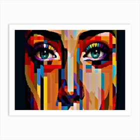 8 Bit Beauty - Colorful Face Of A Woman Art Print