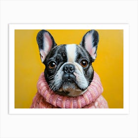 Frenchie In Pink And Yellow 3 Art Print