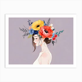 Fashion Woman With Flowers 19 Art Print