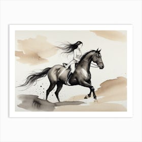 Woman Riding A Horse 5 Art Print