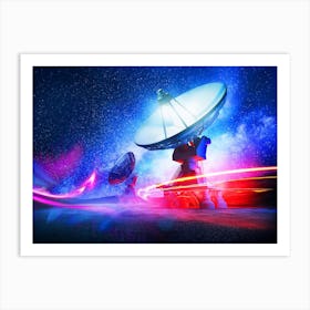 VLA Radio Telescope: Neon light — space poster, space art, photo poster, NASA poster, neon poster, synthwave poster 1 Art Print