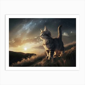 Cat In The Night Sky Art Print