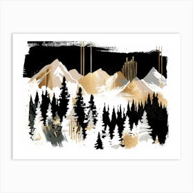 Black And Gold Mountains 7 Art Print