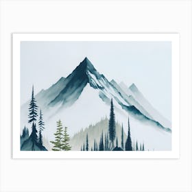 Mountain And Forest In Minimalist Watercolor Horizontal Composition 421 Art Print