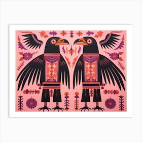 Raven 1 Folk Style Animal Illustration Art Print