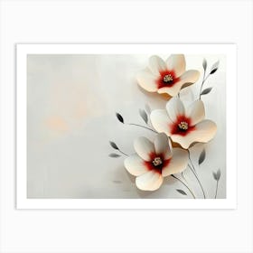 Simple Floral Painting On A Light Gray Art Print