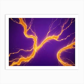 Abstract Image Of Flowing, Golden Liquid Against A Purple Background, Creating A Sense Of Energy And Movement Art Print