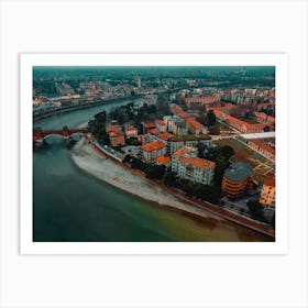 Italy, Veneto, Verona, Adige river. Castelvecchio Bridge Print Art Print