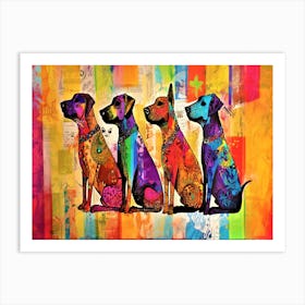 Dogs At Attention - Three Dogs Art Print