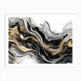 Elegant Black Gold Marble Abstract 1 Art Print