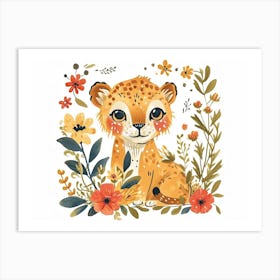 Little Floral Mountain Lion 5 Art Print